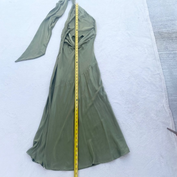 Mogidol Sexy Satin Backless Midi Dress Halter High-Slit Sz Small Green - Picture 12 of 16